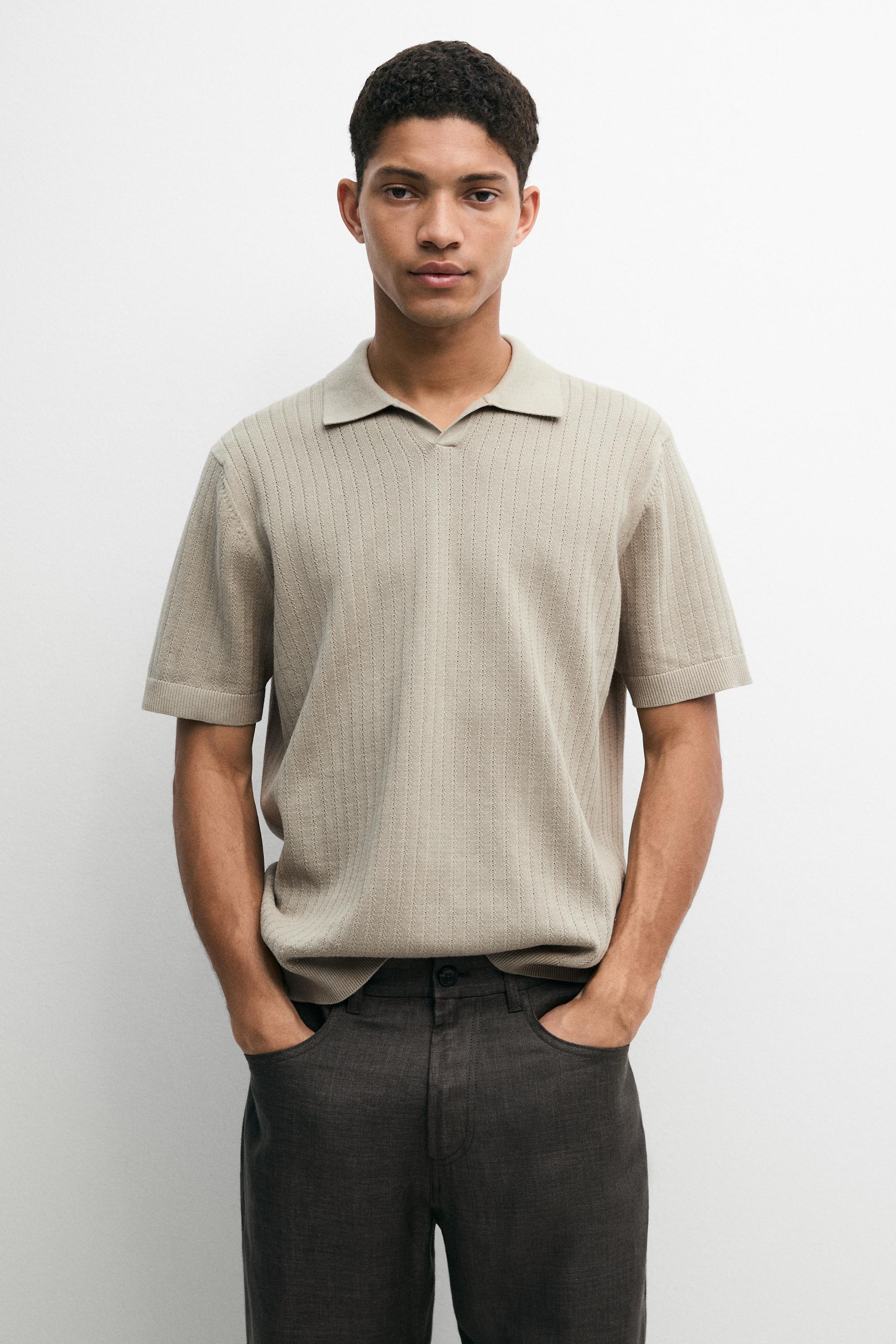 Pull polo en maille ajourée